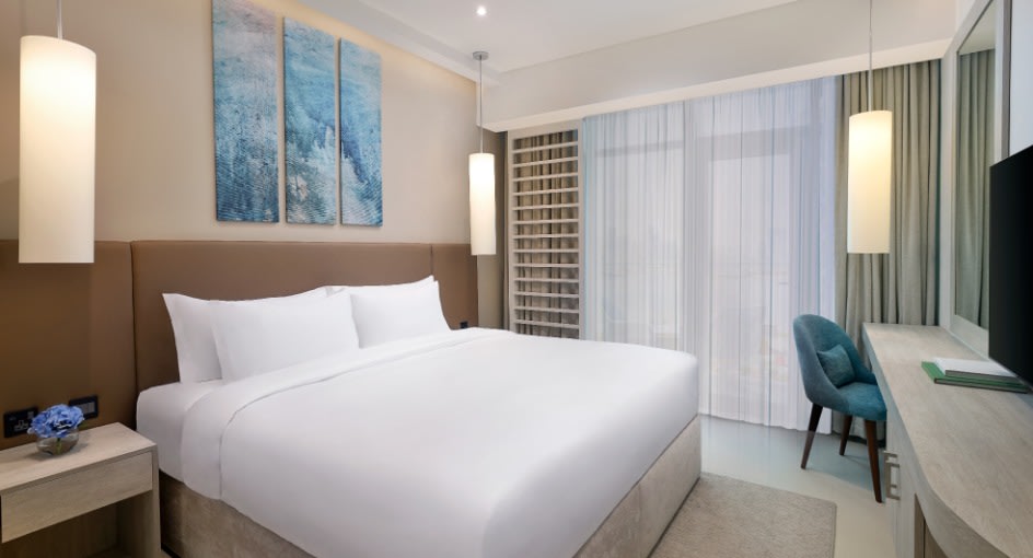 Interior of the one bed room apartment at NH Collection Dubai The Palm