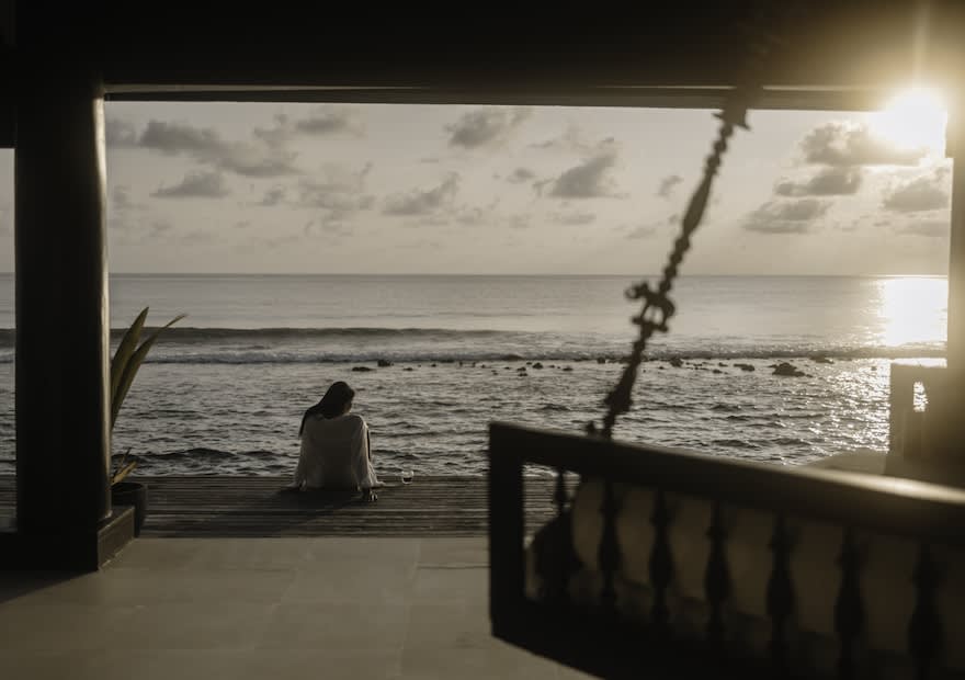 Ocean House sunset view at Naladhu Maldives