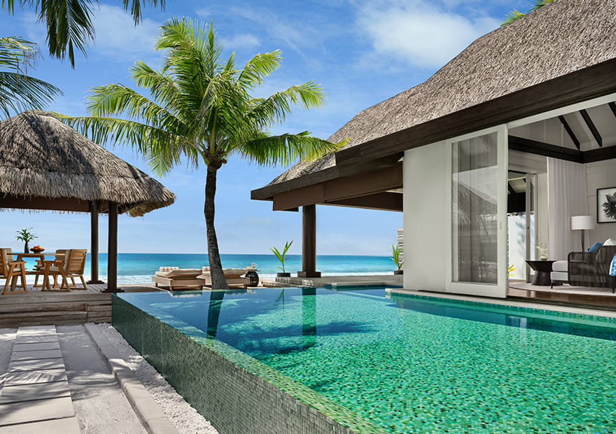 Private ocean house with infinity pool and beach views at Naladhu Private Island Maldives