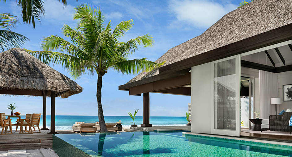 Private ocean house with infinity pool and beach views at Naladhu Private Island Maldives