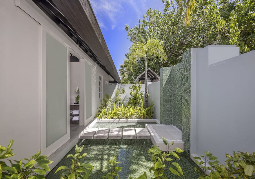 Jo Loves House outdoor bathroom at Naladhu Maldives