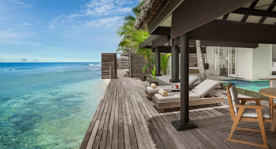 Deck of the Two Bedroom Ocean House with Pool at Naladhu Private Island Maldives
