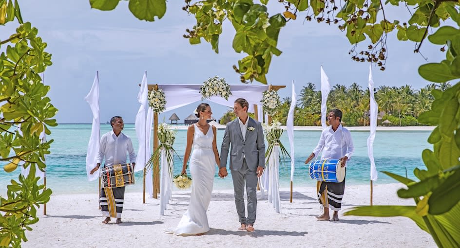 Wedding on the beach at Naladhu Maldives
