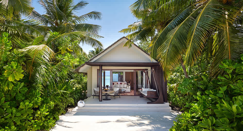 Exterior view of the entrance to the Deluxe Beach Villa at Niyama Private Islands Maldives