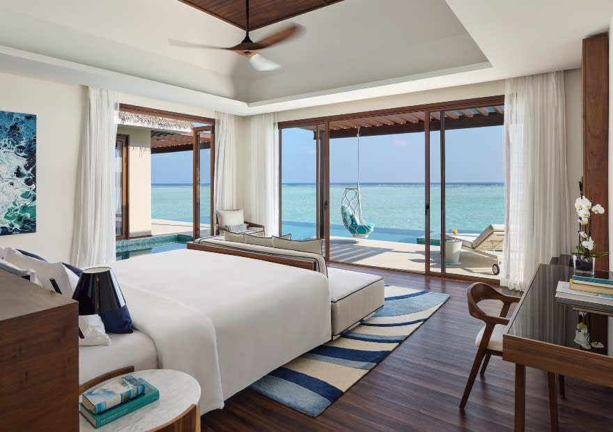 Bedroom of the One Bedroom Ocean Pool Pavilion at Niyama Private Islands Maldives