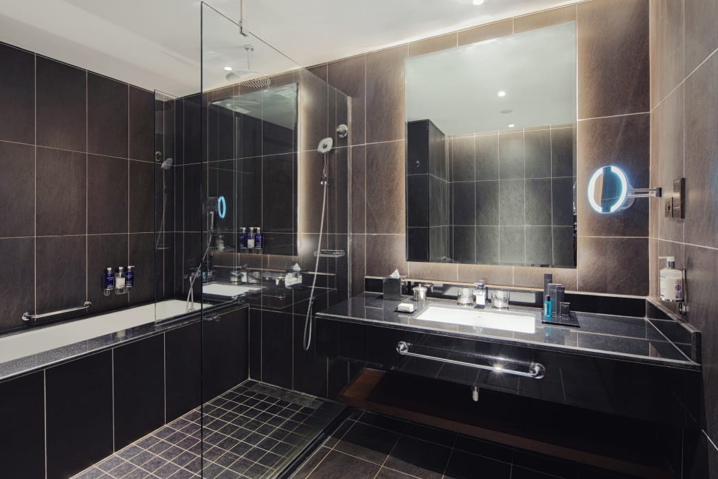 Superior room bathroom with the bathtub 