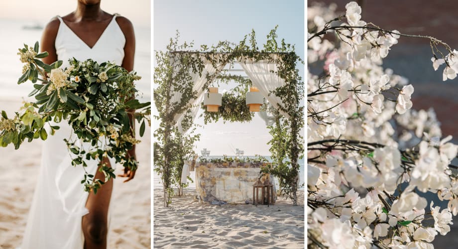 Beachside white wedding