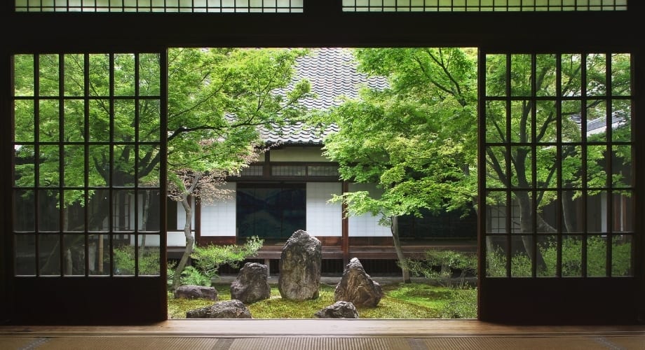 Ryokan with traditional Japanese garden