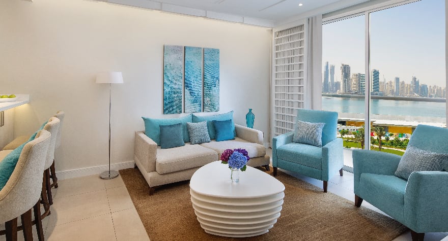 NH Dubai The Palm Superior One Bedroom Sea View Apartment Living Area 