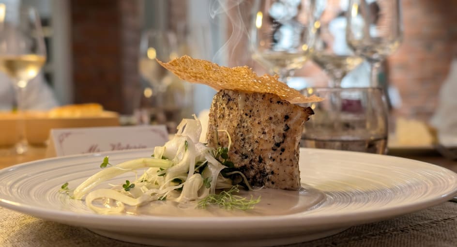Food presentation at Caravela Signature Dining Restaurant at NH Collection Maldives Reethi Resort