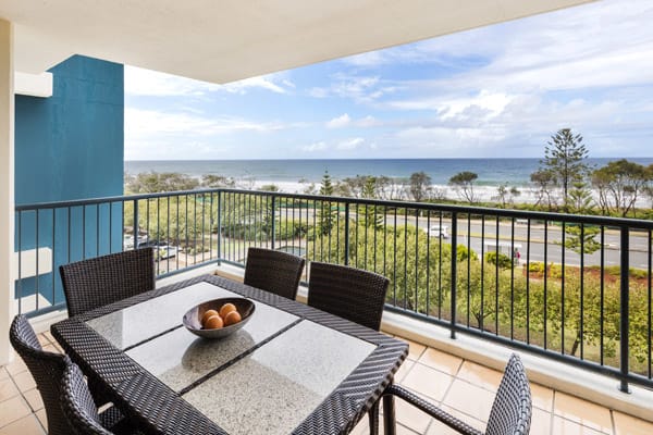 Sunshine Coast hotels with balcony and beautiful view of ocean in 2 bedroom holiday apartment at Oaks Seaforth Resort hotel, Sunshine Coast
