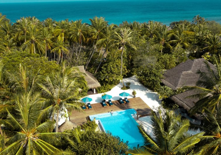 Aerial View of Pool at Naladhu Private Island Maldives