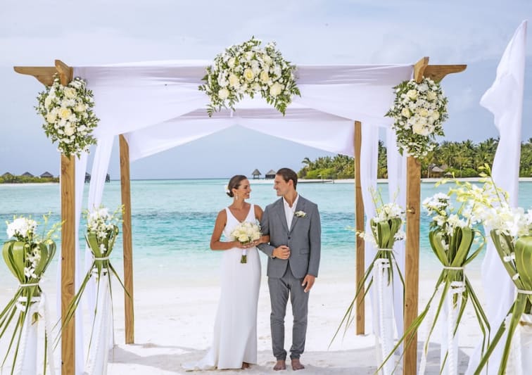 Wedding on the beach at Naladhu Maldives