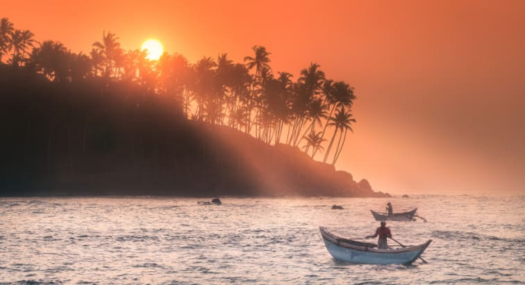 Sunset along Sri Lanka