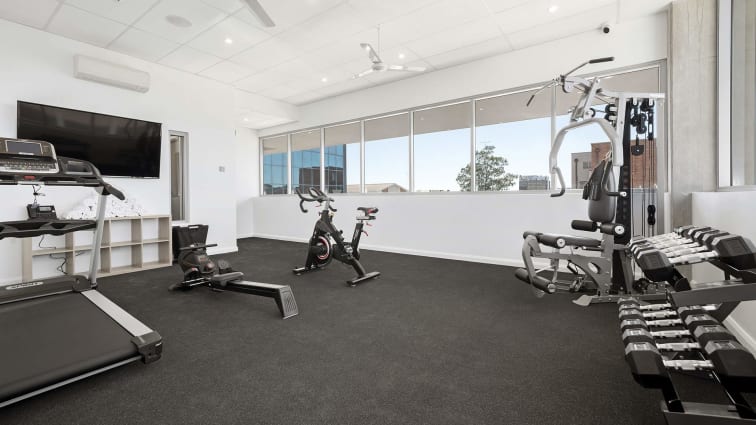 View of gym equipment and facilities within Oaks Toowoomba Hotel