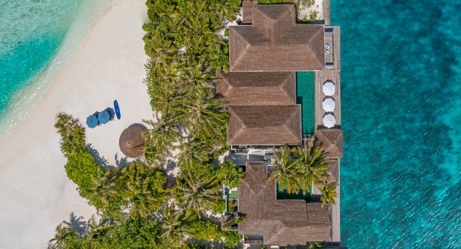Two Bedroom Beach Pool Residence Aerial View at Naladhu Private Island Maldives