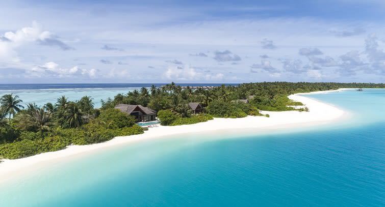 Pavilions Exterior Aerial View at Niyama Private Islands Maldives