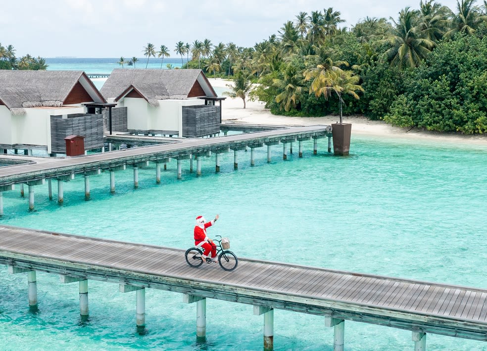 Niyama Private Islands Maldives Santa on Bicycle