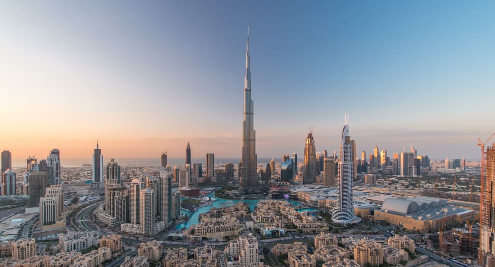 Aeriel view of the famed Burj Khalifa near NH Collection Dubai The Palm