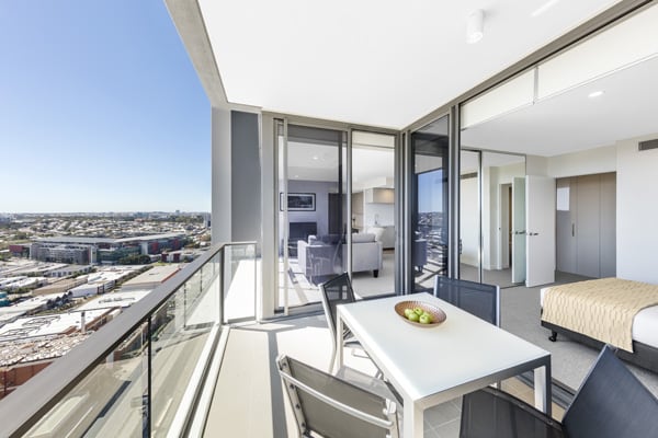 2 bedroom apartment with big balcony overlooking Suncorp Stadium near train station at The Milton Brisbane hotel