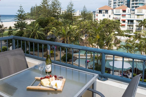 Coolangatta accommodation 1 bedroom hotel apartment with balcony near ocean in Coolangatta at Oaks Calypso Plaza resort on Gold Coast, Australia