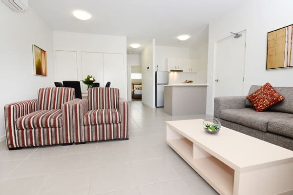 living room with modern furniture, air conditioning and wi-fi at Oaks Middlemount hotel