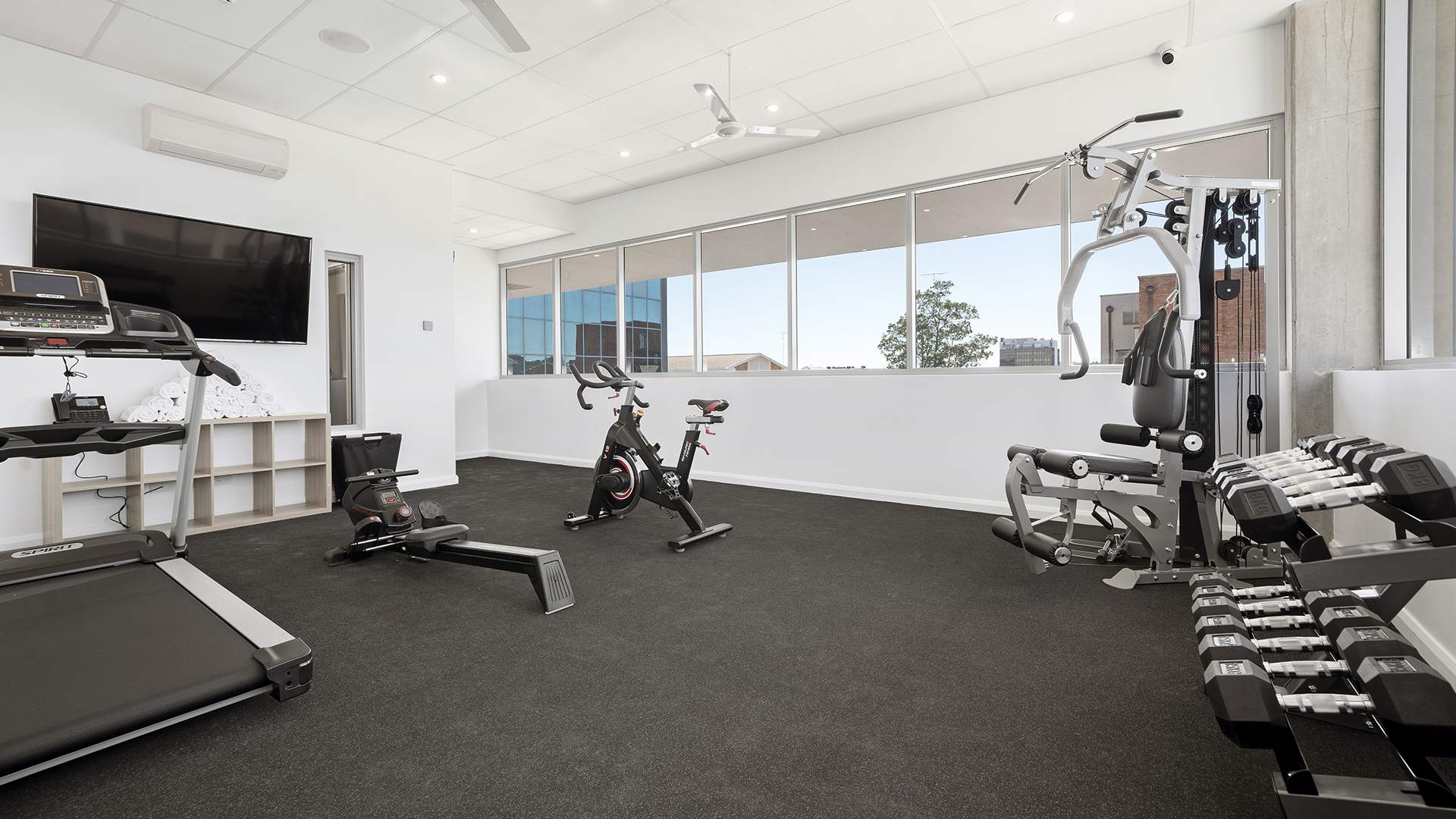 View of gym equipment and facilities within Oaks Toowoomba Hotel